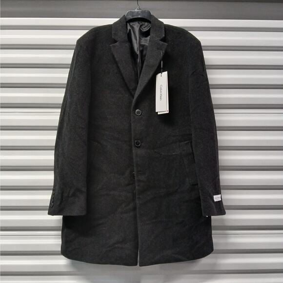 $395 NWT Calvin Klein Men's Wool Blend Coat Size 44L Gray Winter Overcoat - Picture 6 of 14